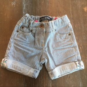Mini Boden Striped Adjustable Denim Shorts
